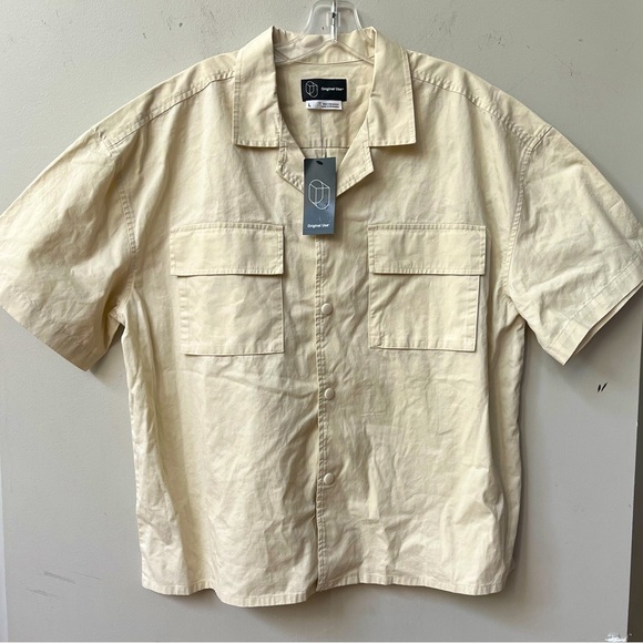 Original Use Other - Original Use Short Sleeve Button Down Utility Shirt Mens Large‎ Cream NWT